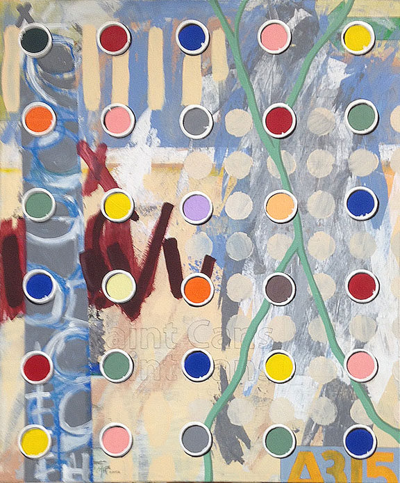 Painting: Many circles and paint cans